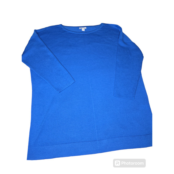 J. Jill Blue  merino wool sweater 3/4 Sleeve Size Medium - Picture 1 of 3